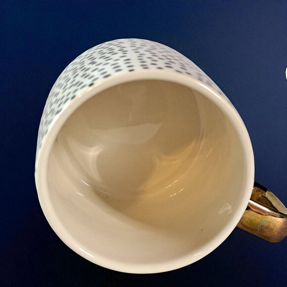THYME & TABLE Black Dotted Stoneware Mug with Metallic Gold Rectangular Handle - Picture 5 of 7